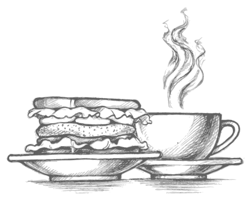 Lekkere sandwitch voor lunch met een stomende warme kop koffie of thee - Two Sisters Catering
